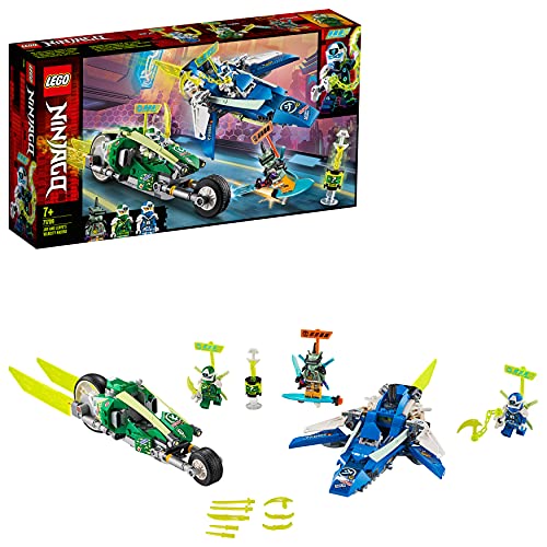 LEGO 71709 Ninjago Vehículos Supremos de Jay y Lloyd, Juguete de Construcción de Avión Deslizador y Moto Ninja con Mini Figuras