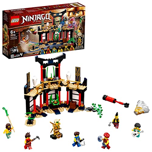 LEGO 71735 Ninjago Legacy Torneo de los Elementos Set de Construcción de Templo con Arena de Batalla y Mini Figura Dorada