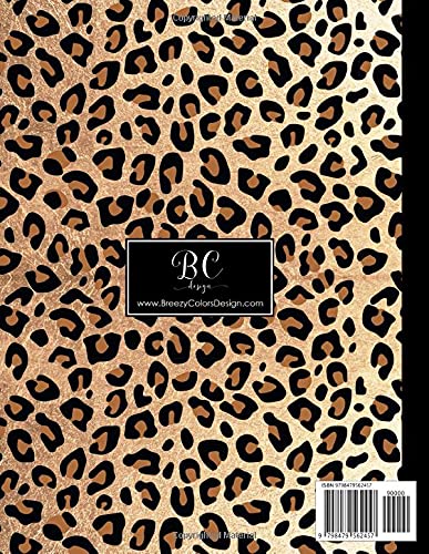 Leopard Notebook: Journal For Girls Women, Wide Ruled, Black and Brown, Large 8.5 x 11 US Letter, 100 Pages (50 Sheets)