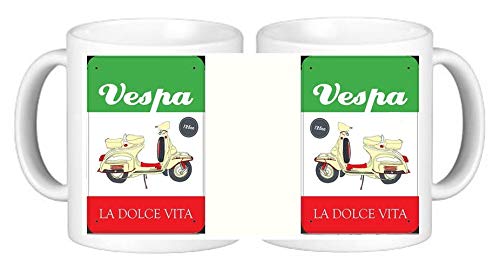 Letreros de metal retro para moto Scooter en tazas de cerámica para el hombre cueva Vespa La Dolce Vita