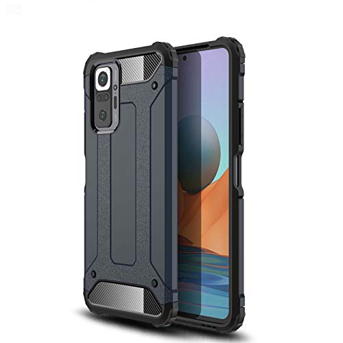 LEYAN Funda para Xiaomi Redmi Note 10 (6.43") / Redmi Note 10s, [Doble Capa] PC + TPU Silicona Tough Armor Protección Carcasa, Robusta Antigolpes Estuche Resistente Case Cover, Azul Marino