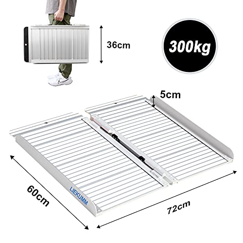 LIEKUMM Rampa para umbrales, 60 cm, para silla de ruedas, para casas, peldaños, escaleras, puertas, para personas con discapacidad, capacidad de hasta 300 kg (MR607-2)