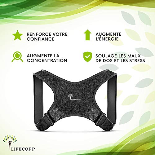 LIFECORP Corrector de Postura Espalda – Rectificador de espalda para hombre y mujer – Corsé de apoyo para hombros, dolor de espalda, thorácico, cuello y columna, soporte de espalda deportivo y oficina