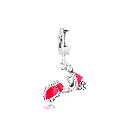 LIJIAN DIY 925 Sterling Jewelry Charm Beads Red Scooter Hacer Originales Pandora Collares Pulseras Y Tobilleras Regalos para Mujeres