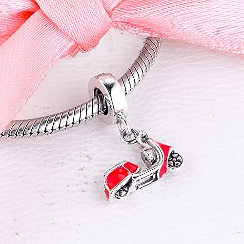 LIJIAN DIY 925 Sterling Jewelry Charm Beads Red Scooter Hacer Originales Pandora Collares Pulseras Y Tobilleras Regalos para Mujeres