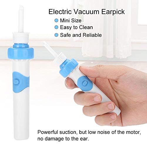 Limpiador de Oídos, Eléctrico Q Grips Limpieza Cerumen Oído, Kit Limpiador para Oídos, Seguro y Suave, con 2 Puntas Lavables, Seguro y Suave, para Niños y Todo tu Familia - Azul