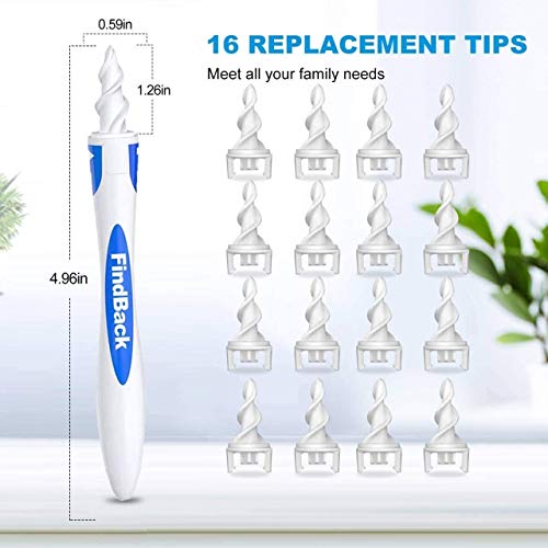 Limpiador de Oídos,Limpia Cera Oidos Q grips Cera Oidos,Kit de limpieza Para Oídos, Sistema Espiral Inteligente, con Mango y 16 Puntas Lavables, Seguro y Suave