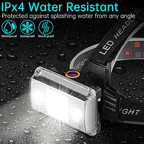 Linterna Frontal LED Recargable, Alta Potencia Linterna Cabeza con 4 Modos, Alcance de 500M, luz para bicicleta conImpermeable IPX4 para Casco, Pesca, Bicicleta y Caza