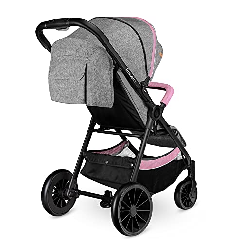 LIONELO Natt Carrito Para niños hasta 22kg Respaldo reclinable hasta la posición del tumbado 0-48M 5 Cinturones de seguridad con puntos Regulación del respaldo Toldo XXL Mosquitera