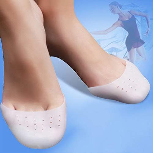 LIOOBO 2 Pares de Almohadillas Protectoras de Puntera de Gel de Sílice Duraderas y Cómodas Almohadillas Protectoras de Punta de Ballet de Punta Suave con Agujeros (Color de Piel y Blanco)