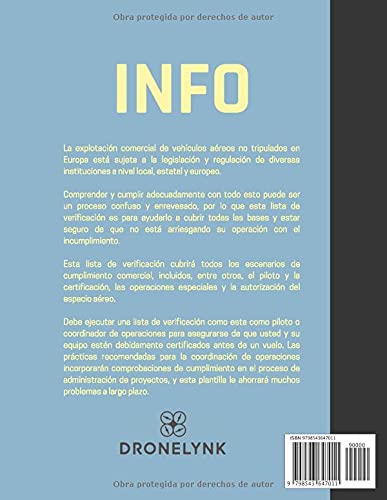 LISTA VERIFICACIÓN CONFORMIDAD OPERACIONES DRONES: Lista de verificación para estar seguro de que no está arriesgando su operación con drones por incumplimiento. (Drone Operator Checklists)