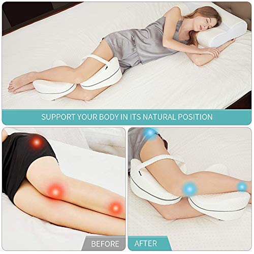 LITSPOT Almohada Ortopédica para Pierna y Rodilla, Espuma con Memoria, Almohada para Piernas Rodillas, Soporte para el Tobillo y la Rodilla, Cojín Ergonómico Dormir de Lado