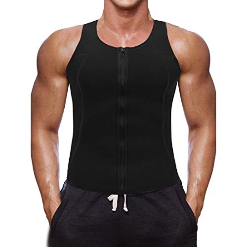 Litthing Chaleco Deportivo para Hombres Faja Sauna Camiseta Térmica Compresión Muscular Vest para Sudoración Gimnasio con Cremallera