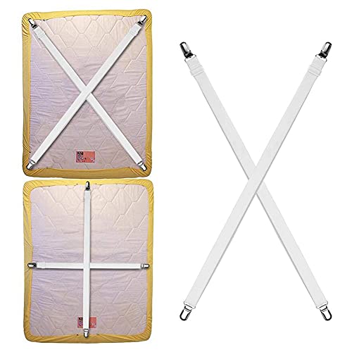 LITU 4Pcs Sujetadores de Hojas Sujetadores de Tirantes Ajustables Elásticas Ajustables para Funda de Tablas de Planchar y Sábanas de Camas para Sábanas o Sofás