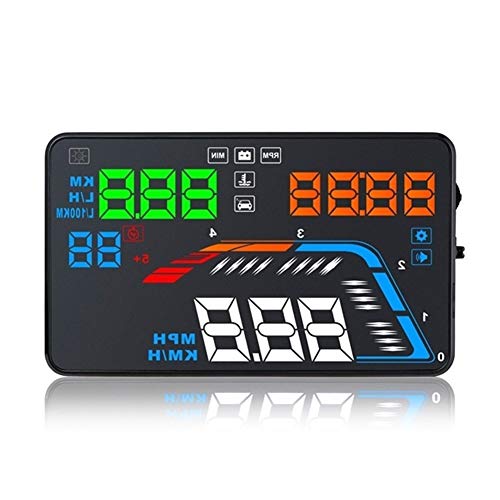 liuchenmaoyi 5,5 Pulgadas de Coches Sistema de Seguridad Head Up Display con Multi-Color del LED, Velocidad y RPM y la Temperatura del Agua y Aceite Consumo Q700 OBD2 HUD