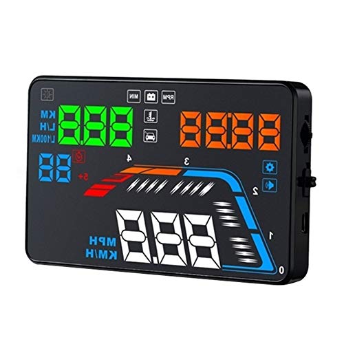 liuchenmaoyi 5,5 Pulgadas de Coches Sistema de Seguridad Head Up Display con Multi-Color del LED, Velocidad y RPM y la Temperatura del Agua y Aceite Consumo Q700 OBD2 HUD