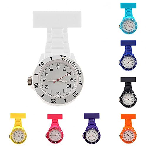 LLRR Mujeres médico Enfermeras Reloj,Reloj de Bolsillo de Enfermera con Broche Radical Nocturno, Reloj de Cuarzo Colgante con Esfera de Instrumento, Amarillo,Reloj Médico de Bolsillo