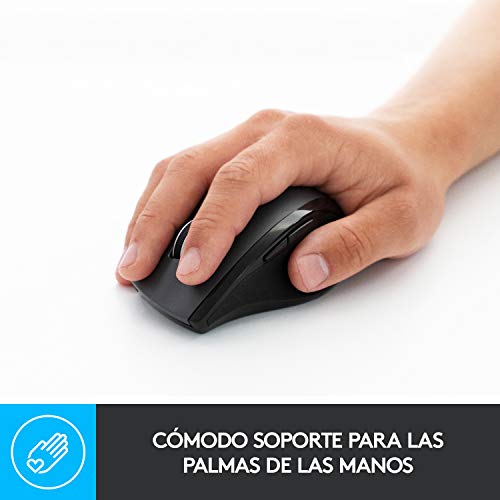 Logitech M705 Marathon Ratón Inalámbrico, 2,4 GHz con Mini Receptor USB, Seguimiento Óptico 1000 DPI, 7 Botones, Batería 3 Años, PC/Mac/Portátil/Chromebook - Negro