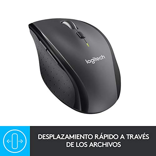 Logitech M705 Marathon Ratón Inalámbrico, 2,4 GHz con Mini Receptor USB, Seguimiento Óptico 1000 DPI, 7 Botones, Batería 3 Años, PC/Mac/Portátil/Chromebook - Negro