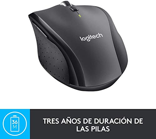 Logitech M705 Marathon Ratón Inalámbrico, 2,4 GHz con Mini Receptor USB, Seguimiento Óptico 1000 DPI, 7 Botones, Batería 3 Años, PC/Mac/Portátil/Chromebook - Negro