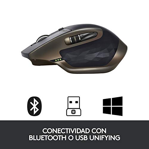 Logitech MX Master Ratón Inalámbrico, Bluetooth/2.4 GHz con Nano-Receptor USB Unifying, Seguimiento en Cualquier Superficie 1000 DPI, 5 Botones, Versión Amazon, Compatible con PC/Mac/Portátil, Negro