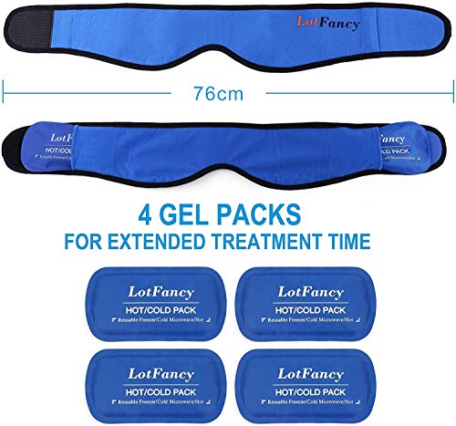 LotFancy 4 Bolsas de Gel Reutilizable Frío Calor con Banda de Compresión, Hielo en Gel Compresas Multiusos Terapia para Mandíbula, Cara, Cabeza, Barbilla, Cirugía Facial Oral