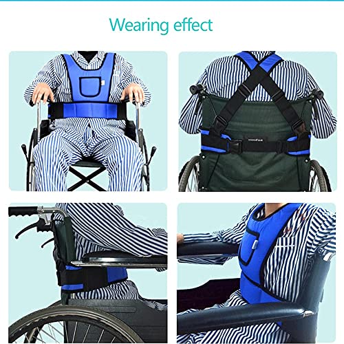 LSWKG Cinturón de Silla de Ruedas, arnés de Seguridad para Silla Transpirable anticaída para Ancianos, Cinturon Abdominal y Peto de Silla (Size : Waist: 75-100cm)