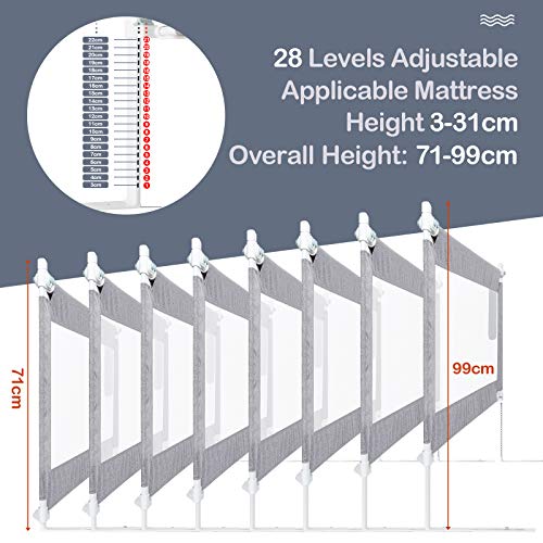 Luchild Barandilla de La Cama Guardia de Seguridad para Niños, Portátil Barrera de cama para bebé Protección contra caídas, Barandilla cama - 200cm 1pcs