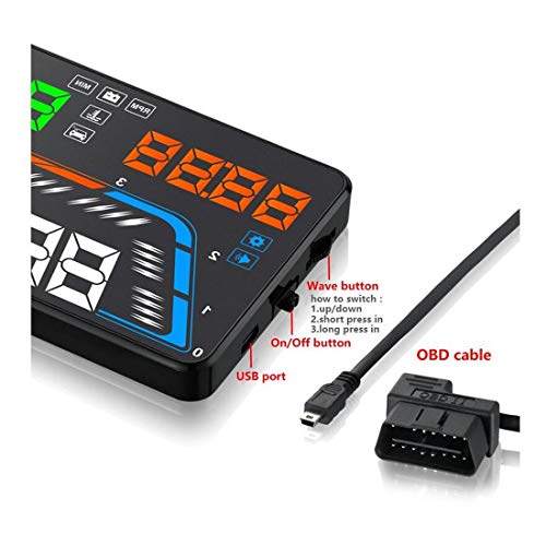 LUOAN AUTO PARTS Q700 Car Head Up Display Pantalla de 5.5 Pulgadas Coche HUD OBD2 Proyector de Parabrisas Diagnóstico de Datos de conducción de automóviles Velocímetro Digital