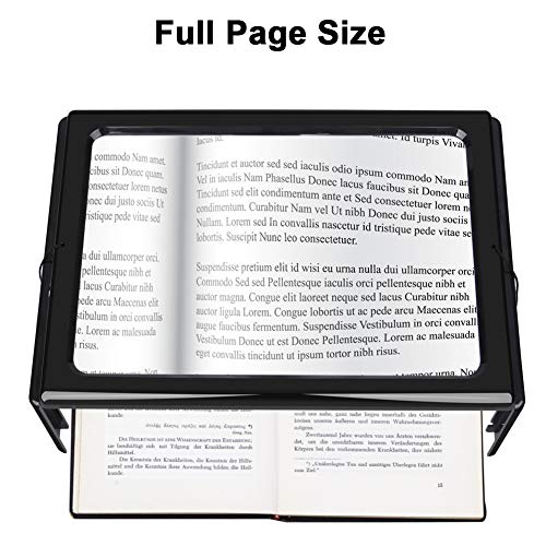 Lupas de Aumento con Luz, DIAOCARE Lupa de Lectura para Personas Mayores Ancianos, A4 Rectangular Página con 4 LED Soporte Plegable Manos Libres, Lupa con luz para Mapas, Libros, Ancianos, Joyas