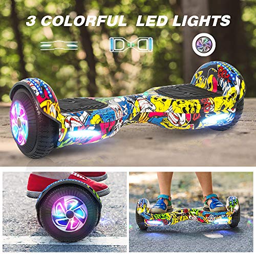 M MEGAWHEELS Hoverboard, Patinete electrico Auto Equilibrio 6.5 Pulgadas con Bluetooth, Fuerte Dual Motor y Hoverboard LED es un Regalo para niños.