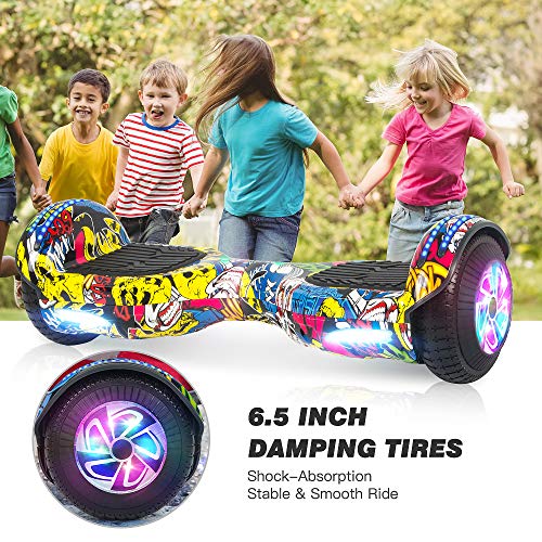 M MEGAWHEELS Hoverboard, Patinete electrico Auto Equilibrio 6.5 Pulgadas con Bluetooth, Fuerte Dual Motor y Hoverboard LED es un Regalo para niños.