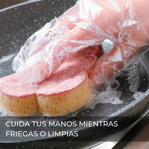 MAGIC SELECT Guantes desechables de plástico para preparación de alimentos, aptos para alimentos, talla única, transparentes (200, talla unica)