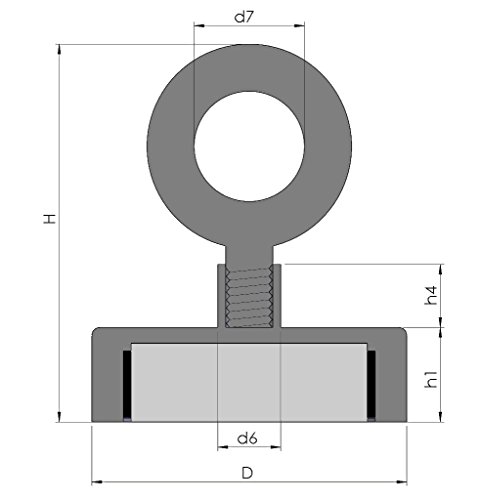 Magnetastico® | 1 Pieza imán con hembrilla de neodimio N35 32 mm Ø | Fuerza de atracción 34.0 kilogramos | 1 neodimio imán con argolla Ultra Potente, galvanizados y Muy Robusto