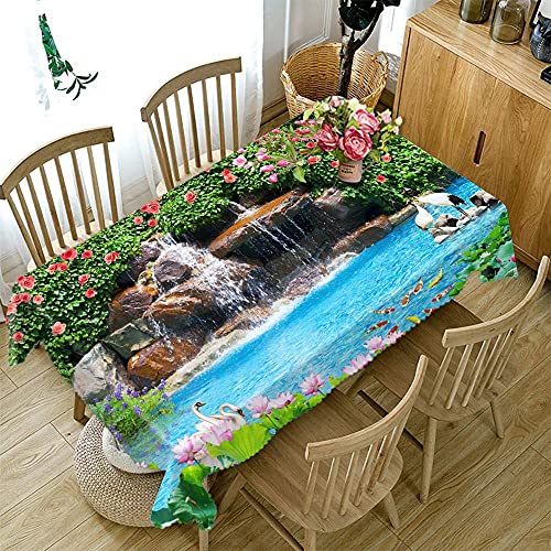 Mantel Mesita Salon,Mantel Lavable Rectangular Mantel De Lino Moderno Patrón De Grúa De Piscina De Agua Manta De Mantel Resistente Al Calor para Fiesta De Navidad Picnic BBQ, 152X228Cm (59.8X89.8I