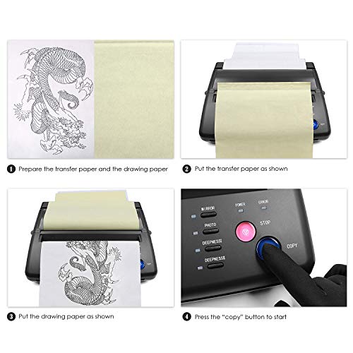 Máquina de transferencia de tatuajes BIOMASER® Tattoo Printer Drawing Thermal Stencil Maker Copiadora para Papel de Transferencia de Tatuajes Papel de Carbón … (EU plug)