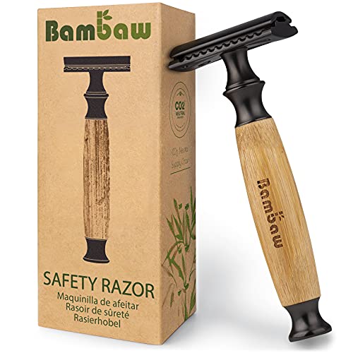 Maquinilla de Afeitar Clásica | Mango de Bambú Natural | Cuchilla de Afeitar Clásica | Afeitado Perfecto | Afeitado Manual para Barba y Cuerpo | Bambaw