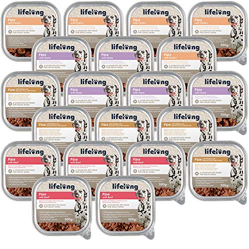 Marca Amazon - Lifelong Dog Food - Surtido de patés, Paquete de 20 x 300g