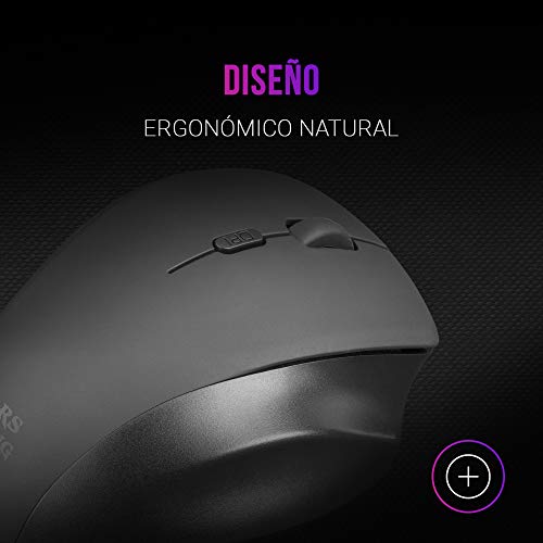 Mars Gaming MMWERGO Negro, Ratón Inalámbrico Ergonómico para PS4/PS5/XBOX/PC/Mac