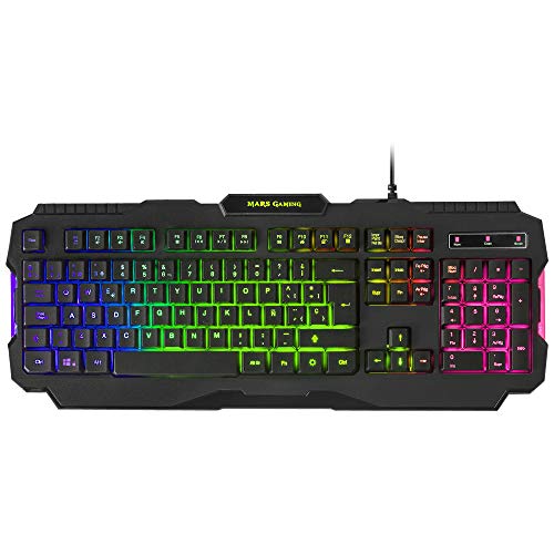 MARSGAMING MCPRGB2ES, Combo Gaming Teclado y Ratón +Alfombrilla XXL+ Cascos, ES, negro