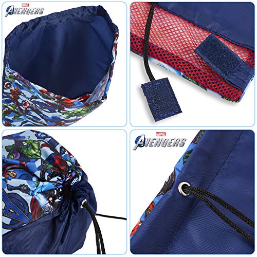 Marvel Mochila Cuerdas, Mochila Saco con Superheroes Capitan America Iron Man Thor y Hulk, Mochila Infantil de Los Vengadores para Deporte Viajes, Regalos para Niños Adolescentes