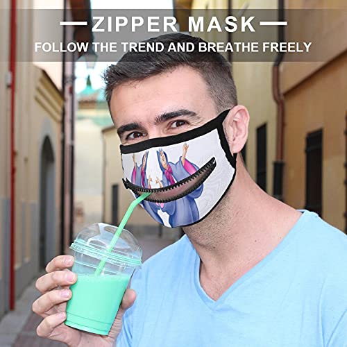 Máscara con una cremallera Diseño personalizado Big Clothes Baton Funny Expression Red Tie Dust Mouth Covers Funny Transpirable Face Mask cierre de cremallera