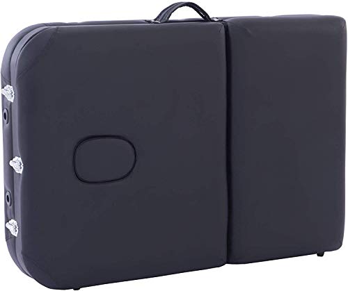 Massunda All - Tumbona de masaje plegable y de altura regulable de madera maciza, mesa de cosméticos móvil con funda de rizo, reposabrazos y respaldo, cojín cervical, reposacabezas ergonómico