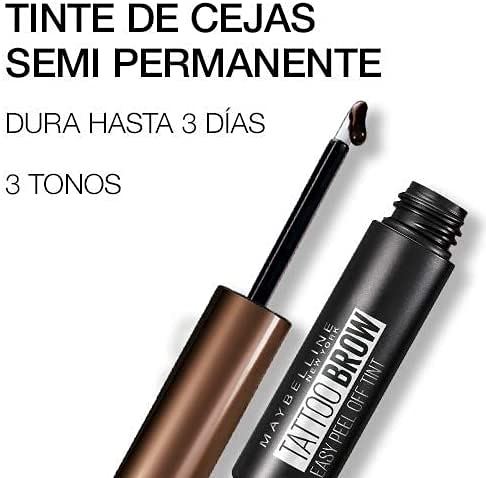 Maybelline New York, Tinte de Cejas Semi-permanente, Fórmula peel-off despegable, Tono: 02 Medium Brown, 4.6 ml