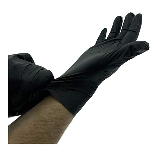 MC-Trend - 100 guantes desechables de TPE, color negro, sin polvo, sin látex, en caja dispensadora, large