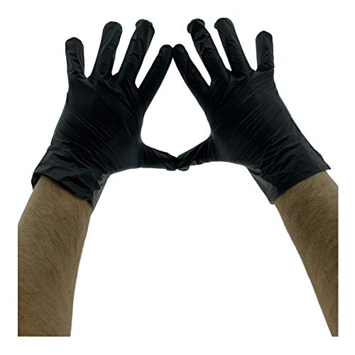 MC-Trend - 100 guantes desechables de TPE, color negro, sin polvo, sin látex, en caja dispensadora, large