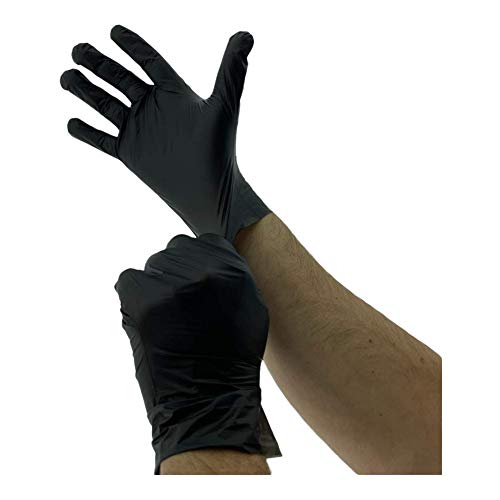 MC-Trend - 100 guantes desechables de TPE, color negro, sin polvo, sin látex, en caja dispensadora, medium