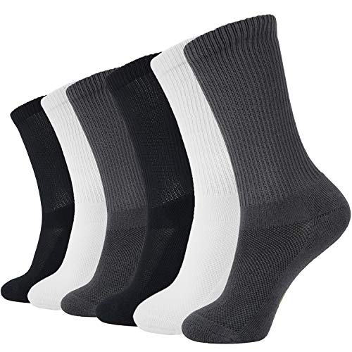 +MD 6 Pares de Confortables Calcetines Unisex en Fibra de Bambú Calcetines de deporte medias 2BLK/2WHT/2GRY M(39-42EU/9-11US)