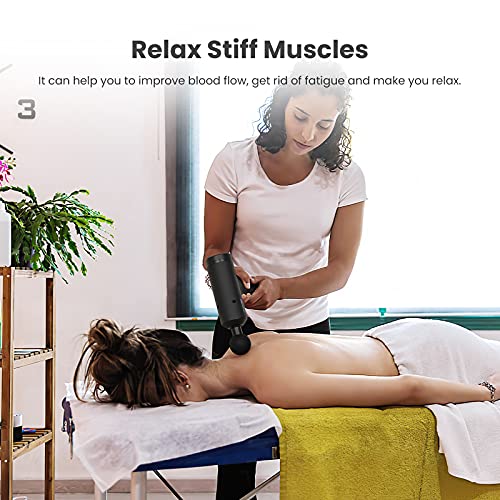 Mebak Chic Pistola de Masaje Muscular Masajeador Tejido Profundo Percusión Silencioso Massage Gun para Cuerpo Espalda Cuello Alivio del Dolor con Pantalla LCD 8 Cabezales 6 Velocidades Cargador Tipo-C