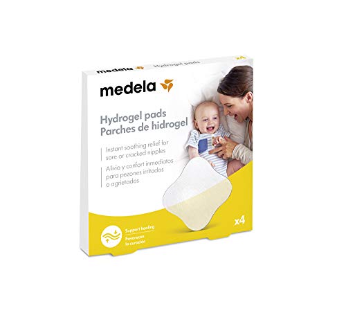 Medela Parches de hidrogel - Alivio y enfriamiento instantáneo para pezones doloridos, reutilizables, paquete de 4 almohadillas estériles envueltas individualmente